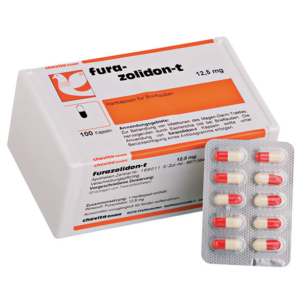 FURAZOLIDON-T capsules - (treats salmonellosis / paratyphus & general bacterial infections) - (box - 100 capsules)